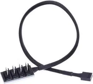 PWM Fan Hub, PC CPU Motherboard Cooling 4 PIN/3PIN Fan Power Cable Hub Splitter Adapter 1 to 4 Fan PWM Case Fan Connector for Desktop Computer Cooler Case Fans