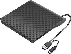 External CD DVD Player for Laptop USB 3.0 Type-C CD Drive Ultra Slim Portable CD DVD +/-RW Optical Drive CD ROM Rewriter Burner Reader Compatible with Laptop Desktop PC Windows MacBook Linux Mac OS