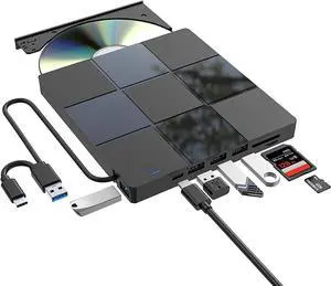 External DVD Drive, USB 3.0 CD DVD +/- RW Burner - Plug and Play - Optical DVD CD ROM Drive for Laptop PC Computer, USB CD DVD Adapter Compatible with Windows 11/10 Mac OS External DVD Drive, USB 3.0 CD DVD +/- RW Burner - Plug and Play - Optical DVD CD ROM Drive for Laptop PC Computer, USB CD DVD Adapter Compatible with Windows 11/10 Mac OS