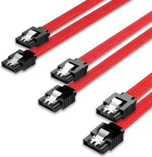 3PACK SATA Cable III 3 Pack 6Gbps Straight HDD SDD Data Cable with Locking Latch 18 Inch for SATA HDD, SSD, CD Driver, CD Writer Red