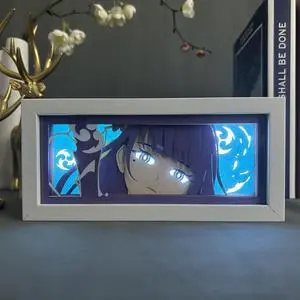 Genshin Impact Anime Lamp Raiden Shogun Figure Night Light Bedroom Decor Led Light Anime Desk Lamp Birthday Gift