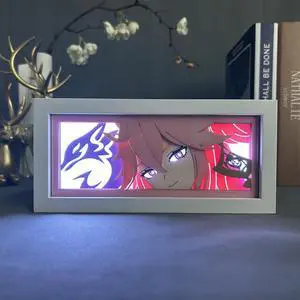 Genshin Impact Anime Lamp Yae Miko Figure Night Light Bedroom Decor Led Light Anime Desk Lamp Birthday Gift