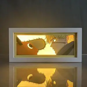 Chainsaw Man Anime Lamp Denji&Chainsaw Dog Figure Night Light Bedroom Decor Led Light Anime Desk Lamp Birthday Gift