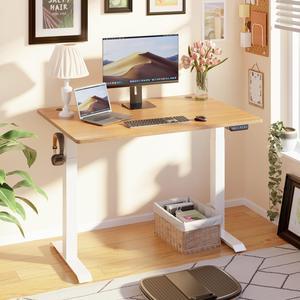 SHW Electric Height Adjustable Computer Desk, 48 x 24 Inches, Black 