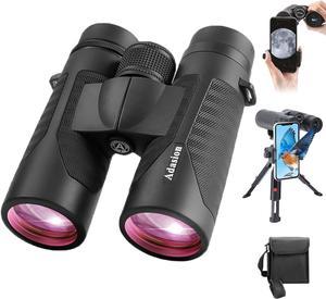 12x42 HD Binoculars for Adults High Powered with Phone Adapter and Tripod, Super Bright Waterproof Binoculars for Bird Watching Cruise Ship Hiking Travel Sports