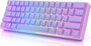 HK GAMING GK61s Mechanical Gaming Keyboard - 61 Keys Multi Color RGB Illuminated LED Backlit Wired Programmable for PC/Mac Gamer (Gateron Mechanical Yellow, Lavender)