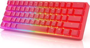 HK GAMING GK61s Mechanical Gaming Keyboard - 61 Keys Multi Color RGB Illuminated LED Backlit Wired Programmable for PC/Mac Gamer (Gateron Mechanical Red, Red)