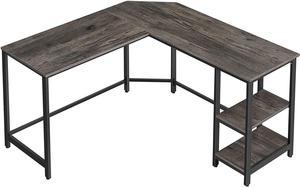 VASAGLE L-Shaped Computer Desk, Corner Desk, 54-Inch Writing Study Workstation, Charcoal Gray and Black ULWD072B04