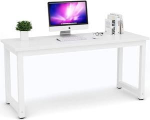 Tribesigns Computer Desk, 63 inch Large Office Desk Computer Table Study Writing Desk for Home Office, White