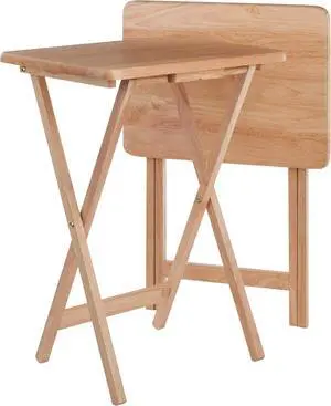 Winsome Alex Set of 2 Foldable Snack Tables, for Living Room, 26", Natural