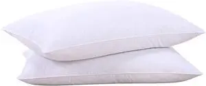 ? Goose Feathers and Down White Pillows with 100% Soft Cotton Cover Bed Sleeping Hotel Collection Pillows Set of 2 King Size