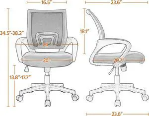 Office Chair Ergonomic Computer Chair Mid Back Adjustable Desk Chair with Lumbar Support Armrest, Swivel Mesh Task Gaming Chair for Home Office Work Study, Black Office Chair Ergonomic Computer Chair Mid Back Adjustable Desk Chair with Lumbar Support Armrest, Swivel Mesh Task Gaming Chair for Home Office Work Study, Black