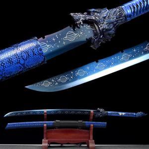 Blue Wolf Chinese Sword Handmade Manganese Steel  Broadsword Battle Ready Sword  Sharp J0080