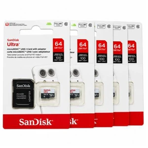 SanDisk Ultra 64GB microSDXC UHS-I Memory Card with SD Adapter, Class 10, Up to 100MB/s, Pack of 5 SanDisk Ultra 64GB microSDXC UHS-I Memory Card with SD Adapter, Class 10, Up to 100MB/s, Pack of 5