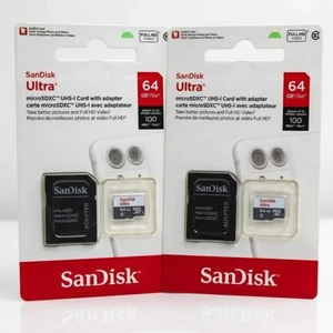 SanDisk Ultra 64GB microSDXC UHS-I Memory Card with SD Adapter, Class 10, Up to 100MB/s, Pack of 2 SanDisk Ultra 64GB microSDXC UHS-I Memory Card with SD Adapter, Class 10, Up to 100MB/s, Pack of 2