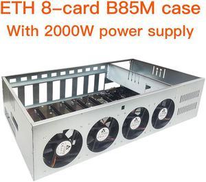 (with 2000W PSU) mining equipment case 8 GPU mining case, with 4 powerful cooling fans and mining motherboard (without GPU), for BTC / eth / Zec GPU mining equipment, with memory card mc02