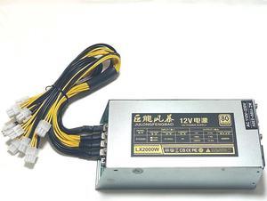 12V 166A AC110-240V 10x6pin 2000W PSU,for Bitmain Antminer S9 S7 L3 BTC LTC ETH Mining Power Supply For 6pin Server Psu For 8 Video Cards