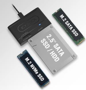 ICY DOCK MB104U-1SMB | USB 3.2 Gen 2 10Gbps to 2.5" SATA SSD/HDD & M.2 NVMe/SATA SSD Reader Adapter | EZ-Adapter Series