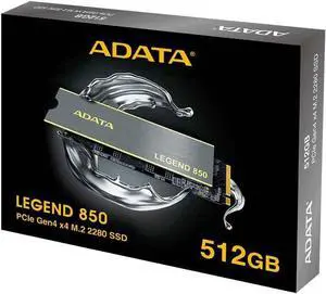 ADATA Legend 850 512GB PCIe Gen4 x4 NVMe 1.4 M.2 Internal Gaming SSD Up to 5,000 MB/s (ALEG-850-512GCS)