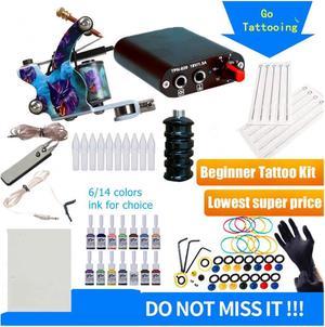 Tattoo Kit Complete Set Tattoo Equipment Machine 14 Colors Tattoo Ink Supplies Digital LCD Power Supply Complete Tatoo Kit for Beginners