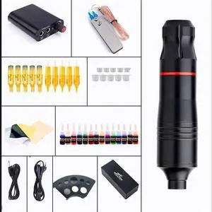 Eyebrow Machine Kit for Beginners Rotary Machine Pigment Tattoo Ink Set Microblading Power Supply Needles Cardtriges Disposable Tattoo Pen Permanent Makeup