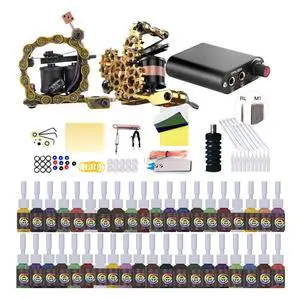 2 Machine 40 Colors Tattoo Ink Set Black Power Supply Needles Tips Disposable Supplies Tattoo Kit Complete Set 2 Machine 40 Colors Tattoo Ink Set Black Power Supply Needles Tips Disposable Supplies Tattoo Kit Complete Set