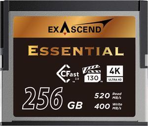 Exascend Essential 256GB Cfast 2.0 EXSC3X Memory Card, up to 520MB/s Read, Approved for Blackmagic URSA Mini Pro 12K, Canon XC15/C300MKII and more