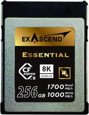 Exascend 256GB Essential CFexpress Card Type B, up to 1,700MB/s, compatible with Canon, Nikon, Panasonic and other cameras
