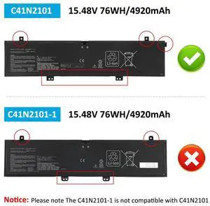 KingSener Laptop Battery For Asus C41N2101 76WH 15.48V KingSener Laptop Battery For Asus C41N2101 76WH 15.48V