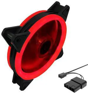 12cm LED color-changing dual-ring desktop computer case fan for silent heat dissipation