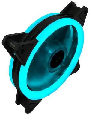 12cm LED color-changing dual-ring desktop computer case fan for silent heat dissipation