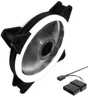 12cm LED color-changing dual-ring desktop computer case fan for silent heat dissipation