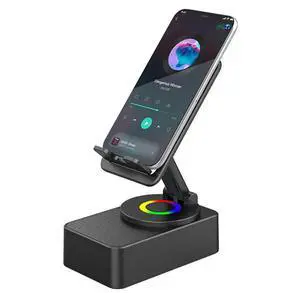2025 New Bluetooth-compatible Audio Power Phone Holder Rotating Phone Stand with Wireless Speaker Foldable Adjustable Cell Phone Stand