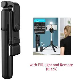 2025 New Portable Bluetooth Selfie Stick Tripod Holder with Remote Shutter Fill Light Extendable Wireless Remote Retractable Phone Stand