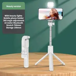 2025 New Selfie Stick Wireless Tripod Stand with Light Bluetooth Remote Extendable Tripod for  Mobile Phone Tiktok Live Streaming