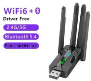 4 Antennas 900-1300Mbps WiFi USB Ethernet Adapter Double Bande 2.4G/5GHZ Bluetooth5.4 WiFi Dongle Wireless Network Card For Win 10/11