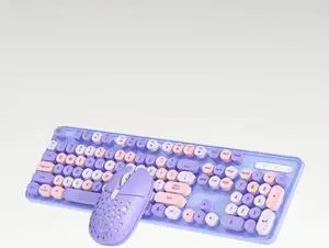 Aessdcan Wireless Mouse And Wireless Keyboard Combination Set, Long Battery Life, 104 Keys, Beautiful Colorful And Lovely Laptop Lavender 2.4G Wireless Mouse Wireless Keyboard Purple