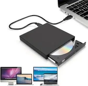 Aessdcan External CD DVD Drive, USB 2.0 Slim Protable External CD-RW Drive DVD-RW Burner Writer Player For Laptop Notebook PC Desktop Computer