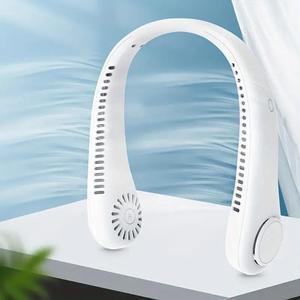 Aessdcan 2PC Portable Bladeless Neck Fan - 360° Cooling Wearable Personal Fan - Leafless, Rechargeable, USB Powered, 3 Speed - Perfect Gift for Birthdays, Easter, Boys & Girlfriends White 2400mAh