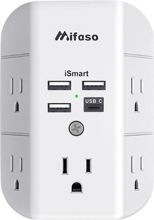  Mifaso 9 IN 1 Wall Outlet Extender with USB Ports Outlet Splitter Surge Protector USB Wall Charger with 5 Outlet Extender and 3 USB Ports 1 USB C Outlet 3-Sided Power Strip Multi Plug Outlets