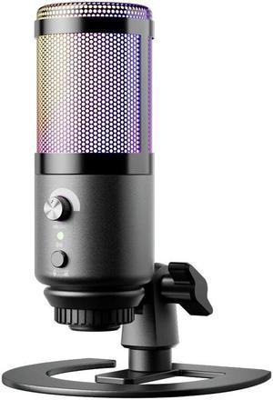 RGB USB Condenser Microphone for PC,PS5,PS4,IOS,Android,Studio-Grade Audio,Anti-Vibration Shock Mount,Three Polar Patterns,Dual-Channel Stereo,Noise Reduction Upgrade for Gaming,Streaming,Podcasts,Twi