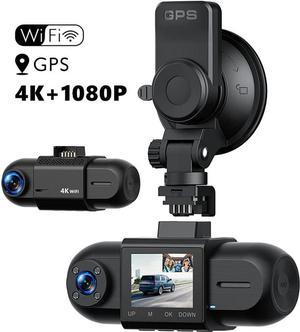 Real 4K 5G WiFi Dual Dash Cam with WiFi GPS,2160P Car Camera with Free App,UHD 4K+1080P Driving recorder,1.5 Inch Car Dash Camera,24/7 Parking Mode,Night Vision,Motion Detection,Gravity sensor,Loop Re