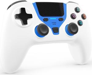 Wireless Gaming Controller for PS4/Playstation 4/PC Windows 10/8/7,PS4 Gamepad Joystick,Wireless Bluetooth Controller PC Controller with Touch Pad,Dual Shock Vibration,6-Axis Gyroscope,Audio White