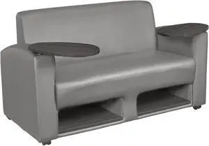 Supernova Tablet Arm Loveseat w/ Storage- Grey/Ash Grey