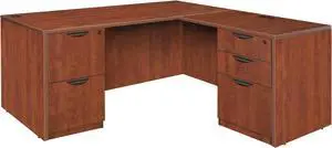 Regency Legacy 60 x 65 in. L Desk with Double Full Pedestal Drawer Unit- Cherry