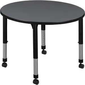Regency Kee 42 in. Round Height Adjustable Mobile Classroom Activity Table- Grey