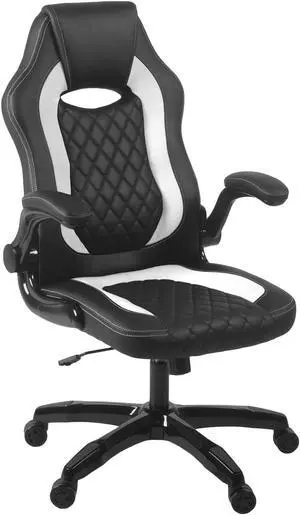 Aon Archeus Ergonomic Gaming Office Chair  High-Back Computer Desk Chair with Lumbar Support, Flip-Up Arms, Tilt Lock, 360 degree Swivel & Padded Seat for Gamers & Professionals (Black & White)
