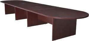Regency Legacy 16 ft Racetrack Laminate Conference Table with 2 Charging Ports- Mahogany