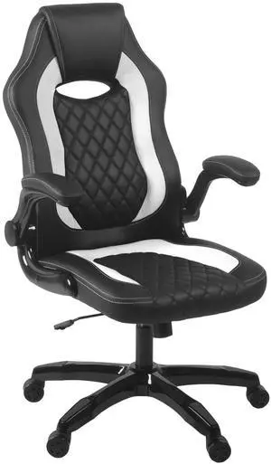 Aon Archeus Ergonomic Gaming Office Chair  High-Back Computer Desk Chair with Lumbar Support, Flip-Up Arms, Tilt Lock, 360 degree Swivel & Padded Seat for Gamers & Professionals (Black & White)