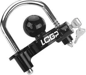 LCGP Black Trailer Hitch Coupler Lock with 2 Keys, Universal Coupler Lock, Heavy-Duty Steel